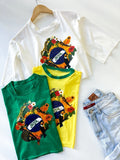 T-Shirt Cropped Estampada Oversized Brasil Bichos Ref. 1991